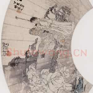 约19世纪70年代初期 任伯年《蕉叶题书》国画综合作品图片鉴赏