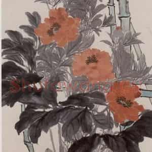 1872年 任伯年《芍药蝴蝶》国画花鸟作品图片鉴赏