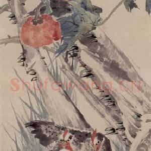 1872年 任伯年《花鸟四条屏》国画花鸟作品图片鉴赏