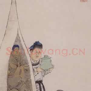 1872年 任伯年《礼佛图》国画人物作品图片鉴赏