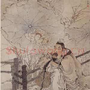 1873年 任伯年《爱莲图》国画综合作品图片鉴赏