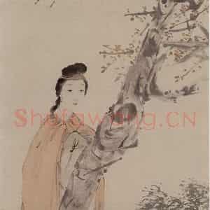 约19世纪70年代中期 任伯年《梅妃图》国画综合作品图片鉴赏