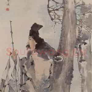 约19世纪70年代中期 任伯年《梅边携鹤图》国画综合作品图片鉴赏