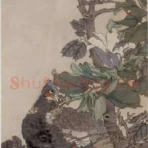 1867年 任伯年《花鸟四条屏》国画花鸟作品图片鉴赏