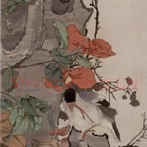 任伯年《花鸟四条屏》国画作品图片鉴赏
