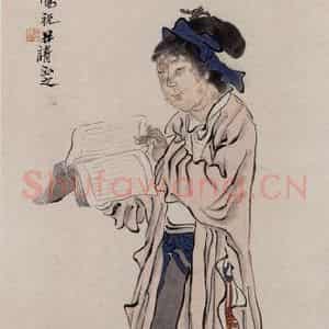 1867年 任伯年《授书图》国画人物作品图片鉴赏
