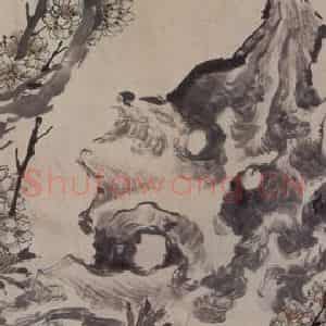 约19世纪70年代中期 任伯年《桃梨鹌鹑图》国画花鸟作品图片鉴赏