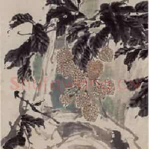 1877年 任伯年《花鸟四屏》国画花鸟作品图片鉴赏