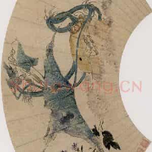 1877年 任伯年《野菊甜瓜》国画花鸟作品图片鉴赏