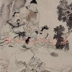 1877年 任伯年《人物故事四条屏》国画人物作品图片鉴赏