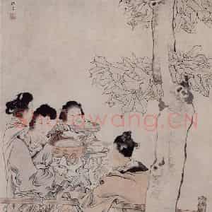 1877年 任伯年《人物故事四条屏》国画人物作品图片鉴赏