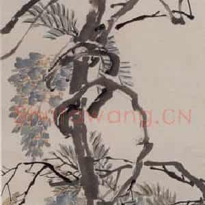 1877年 任伯年《紫藤双鸭图》国画花鸟作品图片鉴赏