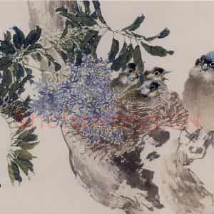 1877年 任伯年《花鸟册八开》国画花鸟作品图片鉴赏
