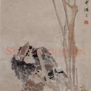 1877年 任伯年《荷花鸳鸯》国画花鸟作品图片鉴赏