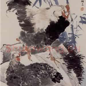 1877年 任伯年《竹鸡图》国画花鸟作品图片鉴赏