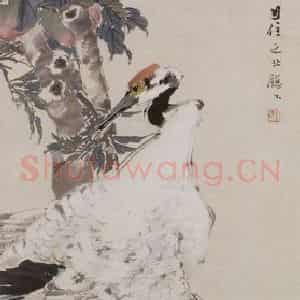 1878年 任伯年《鹤寿图》国画花鸟作品图片鉴赏