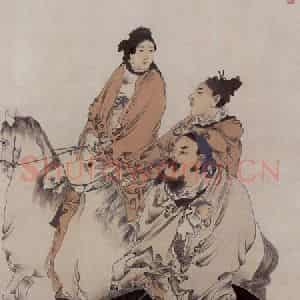 1878年 任伯年《风尘三侠图》国画人物作品图片鉴赏