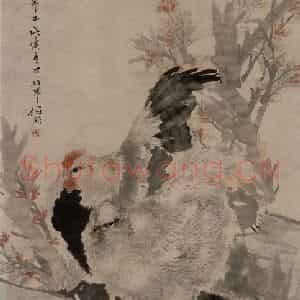 1878年 任伯年《双吉图》国画花鸟作品图片鉴赏