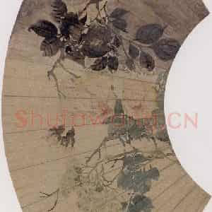 1874年 任伯年《蔷薇图》国画花鸟作品图片鉴赏