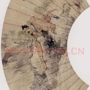 约19世纪70年代末期 任伯年《抱琴图》国画人物作品图片鉴赏