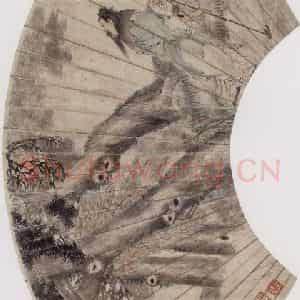 1880年 任伯年《松下立锄图》国画综合作品图片鉴赏