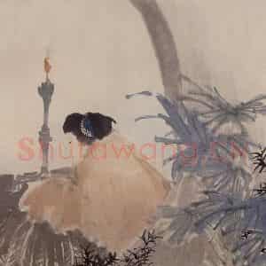 1879年 任伯年《补裘图》国画人物作品图片鉴赏