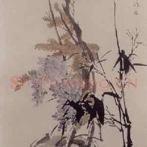1879年 任伯年《藤竹水仙图》国画花鸟作品图片鉴赏