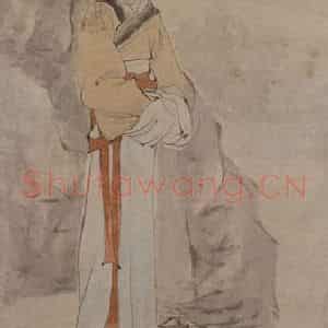 约19世纪80年代初期 任伯年《西施浣纱图》国画人物作品图片鉴赏