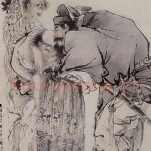 1880年 任伯年《钟馗捉鬼》国画人物作品图片鉴赏