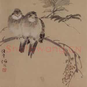 约19世纪80年代初期 任伯年《花鸟二帧之1》国画花鸟作品图片鉴赏