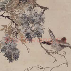 约19世纪80年代初期 任伯年《花鸟册三开》国画花鸟作品图片鉴赏