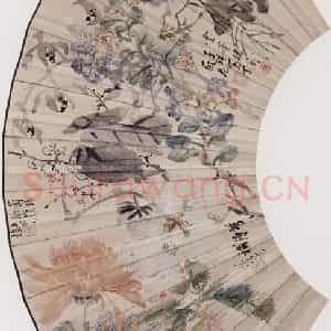 约19世纪70年代末期 任伯年《九家花卉图》国画花鸟作品图片鉴赏