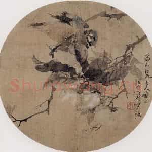 约19世纪70年代中期 任伯年《如意图》国画花鸟作品图片鉴赏