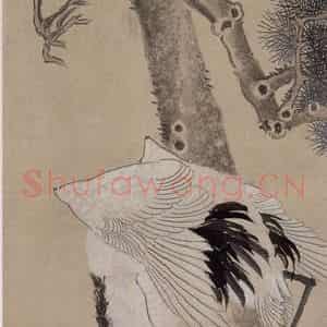 1875年 任伯年《松鹤延龄》国画花鸟作品图片鉴赏