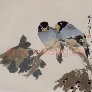 1881年 任伯年《花鸟人物图册十二开》国画花鸟作品图片鉴赏