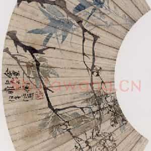 约19世纪70年代中期 任伯年《折枝飞雀》国画花鸟作品图片鉴赏