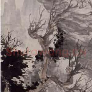 1876年 任伯年《秋山策杖图》国画山水作品图片鉴赏