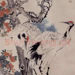 1876年 任伯年《松鹤图》国画花鸟作品图片鉴赏