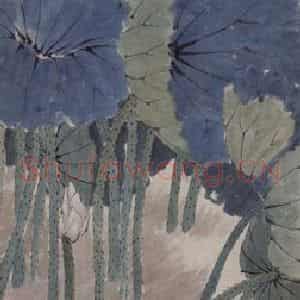 约19世纪70年代中期 任伯年《荷花双燕图》国画花鸟作品图片鉴赏