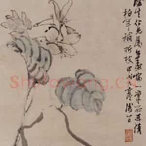 1874年 任伯年《花卉图》国画花鸟作品图片鉴赏