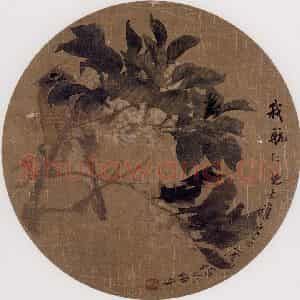 约19世纪70年代中期 任伯年《折枝花鸟》国画花鸟作品图片鉴赏