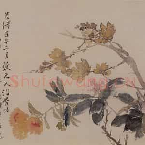 1882年 任伯年《没骨花卉册十二开》国画花鸟写意作品图片鉴赏
