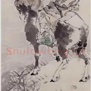 清代 任伯年《霜崖眺雁图》国画人物写意作品图片鉴赏
