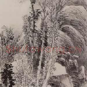 1882年 任伯年《溪山观泉图》国画山水写意作品图片鉴赏