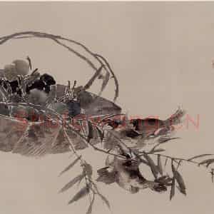 1882年 任伯年《杂画卷四帧》国画花鸟写意作品图片鉴赏