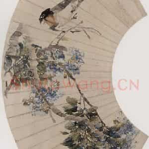 1882年 任伯年《紫藤春燕图》国画花鸟写意作品图片鉴赏