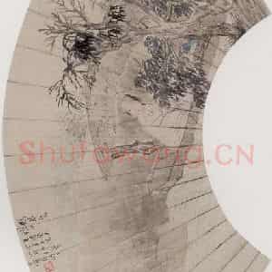 1883年 任伯年《人物花鸟扇面册》国画人物写意作品图片鉴赏