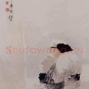 1883年 任伯年《雪中送炭图》国画人物写意作品图片鉴赏