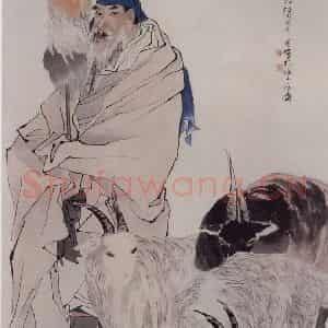 1883年 任伯年《苏武牧羊》国画人物写意作品图片鉴赏
