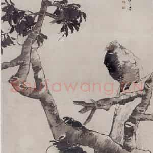 1883年 任伯年《桃实山禽图》国画花鸟写意作品图片鉴赏